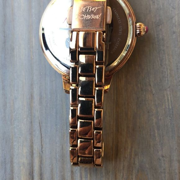 BETSEY Johnson Crystal Gold Tone Slim Band Watch! EUC - Picture 9 of 12
